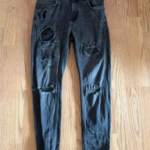 Zara Distressed Black Jeans
